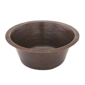 16" Round Hammered Copper Bar Sink w/ 2" Drain Opening