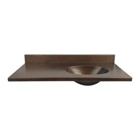 Custom 42" Hammered Copper Vanity Top with Built-In Sink