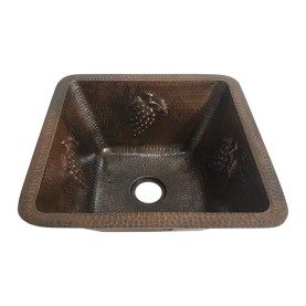 Custom 15" Hammered Square Bar/Prep Sink with Grapes
