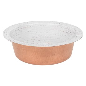 14" Round Hammered Copper Bar Sink w/ 2" Drain Opening in Glazed White