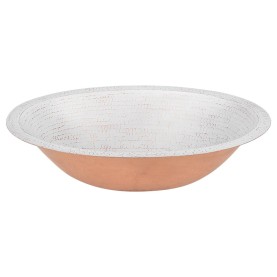 19" Oval Under Counter Hammered Copper Bathroom Sink in Glazed White