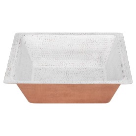 19" Rectangle Under Counter Hammered Copper Bathroom Sink in Glazed White